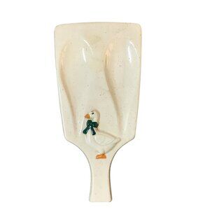 Vintage Ceramic Goose Themed Double Spoon Rest Handle Farmhouse